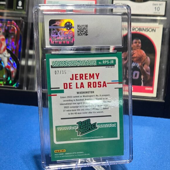 2023 Donruss Optic Rated Prospect Signatures # RPS-JL Jeremy De La Rosa (CGS 10) - Picture 2 of 3